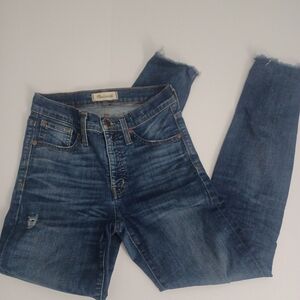 Madewell High Rise Skinny distressed denim jeans sz 25